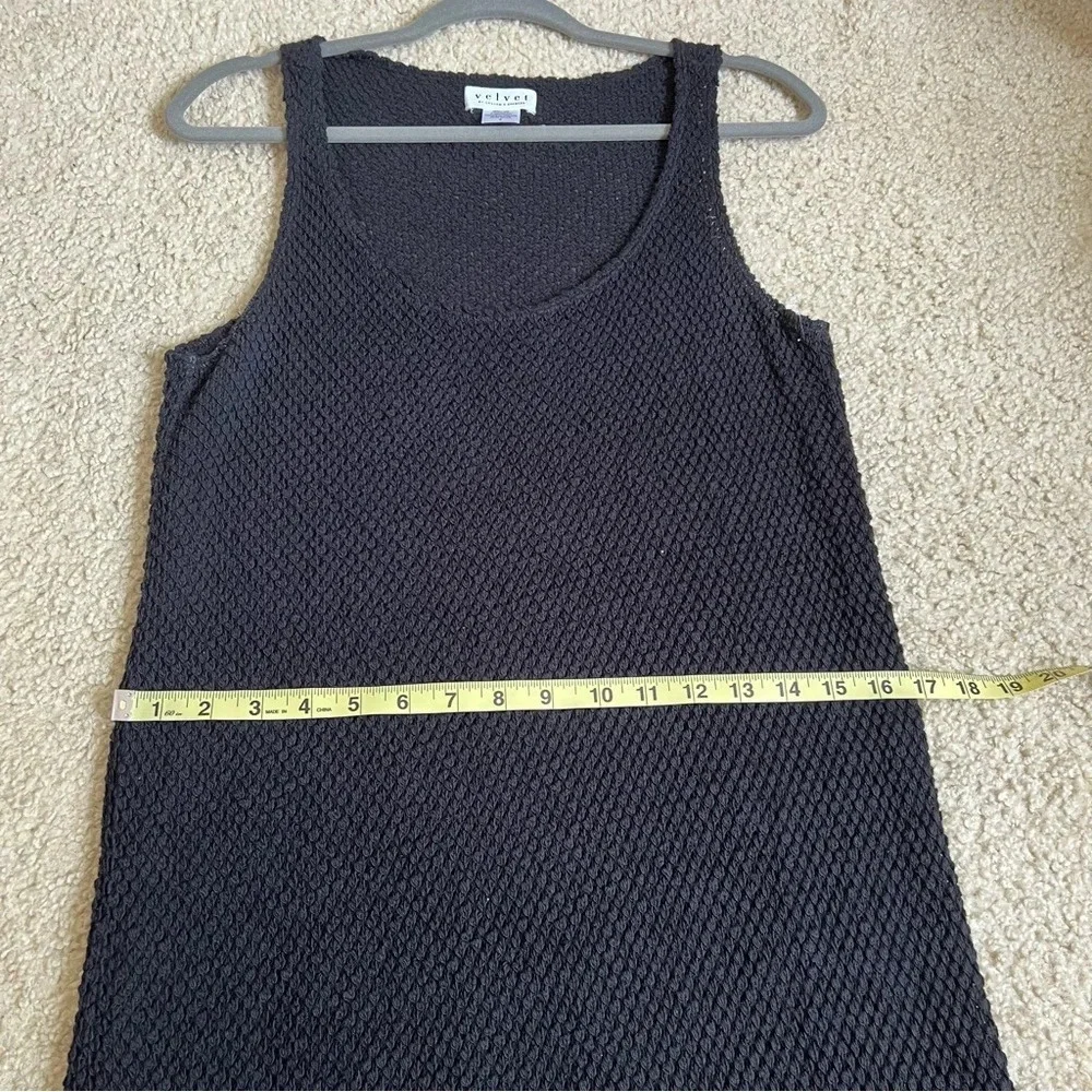 VELVET by Graham & Spencer Women Knitwear Dress Small Black Waffle Fringe Cotton